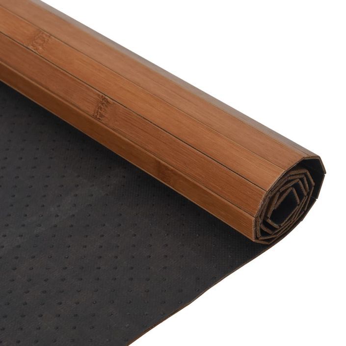 Tapis rectangulaire marron 100x400 cm bambou - Photo n°5