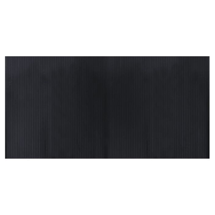 Tapis rectangulaire noir 100x200 cm bambou - Photo n°2