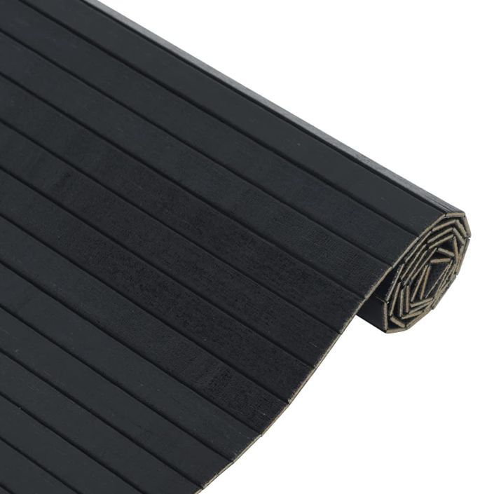 Tapis rectangulaire noir 100x200 cm bambou - Photo n°4