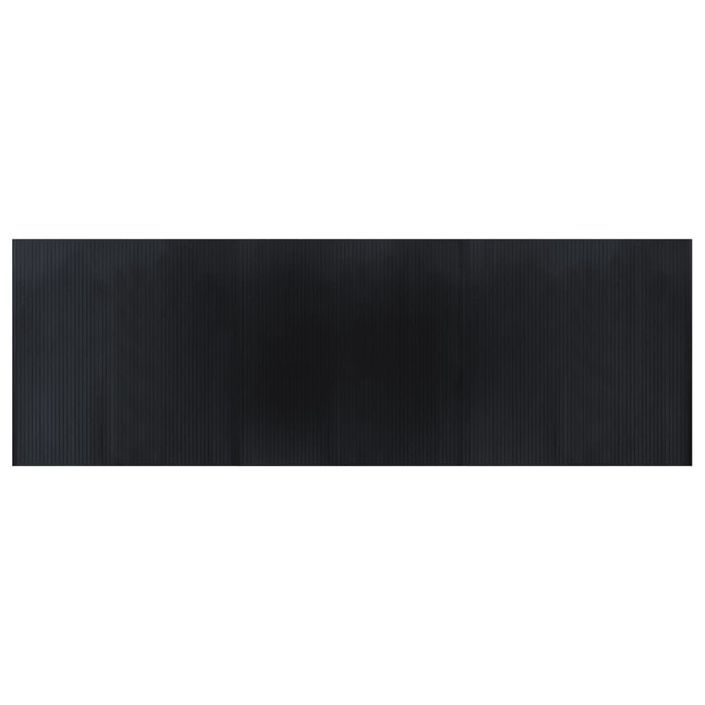 Tapis rectangulaire noir 100x300 cm bambou - Photo n°2