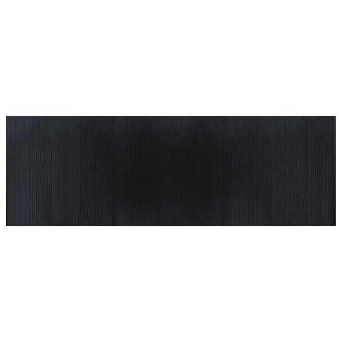 Tapis rectangulaire noir 100x300 cm bambou - Photo n°1