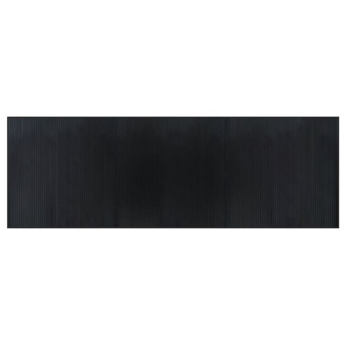 Tapis rectangulaire noir 100x300 cm bambou - Photo n°1