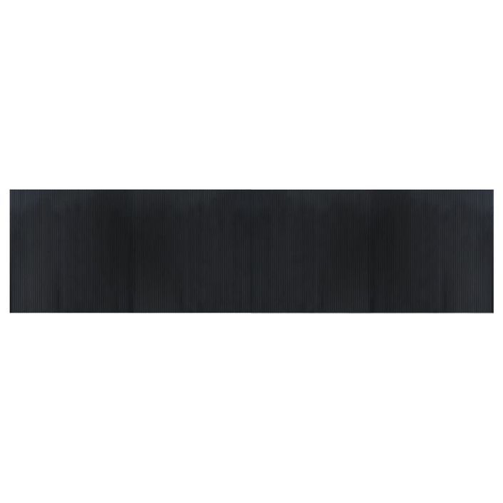 Tapis rectangulaire noir 100x400 cm bambou - Photo n°2
