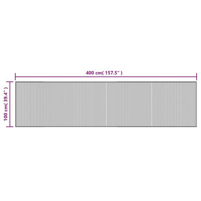 Tapis rectangulaire noir 100x400 cm bambou - Photo n°8