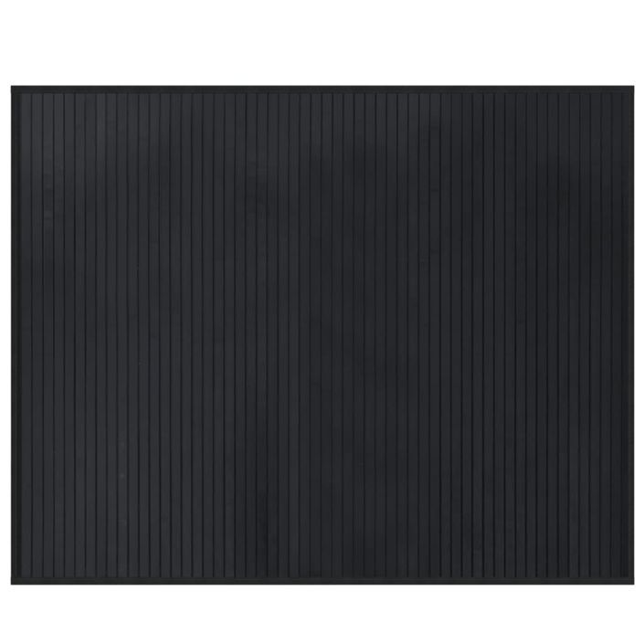 Tapis rectangulaire noir 80x100 cm bambou - Photo n°1