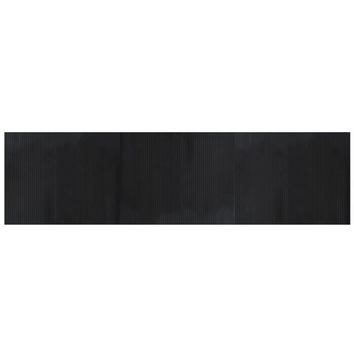 Tapis rectangulaire noir 80x300 cm bambou - Photo n°1