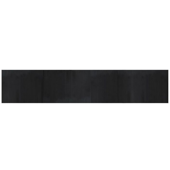 Tapis rectangulaire noir 80x400 cm bambou - Photo n°2