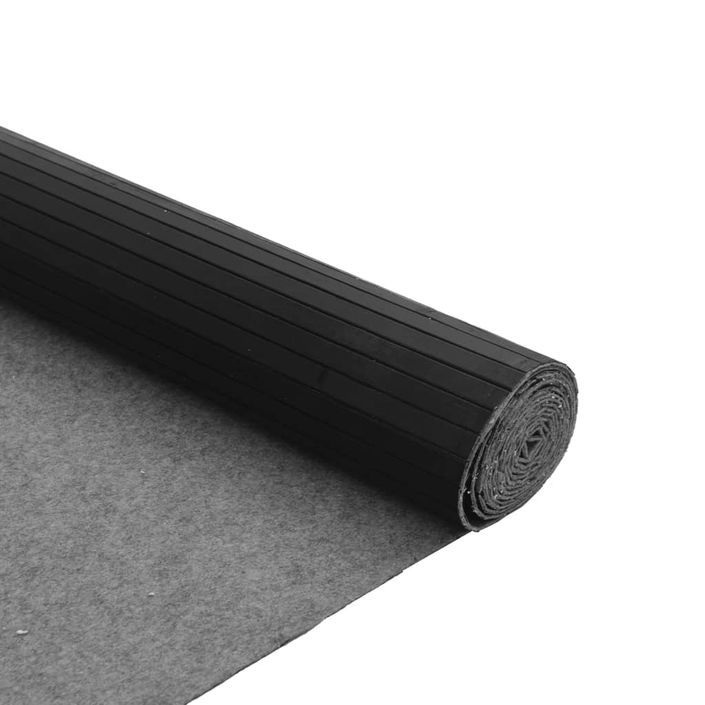Tapis rectangulaire noir 80x500 cm bambou - Photo n°5