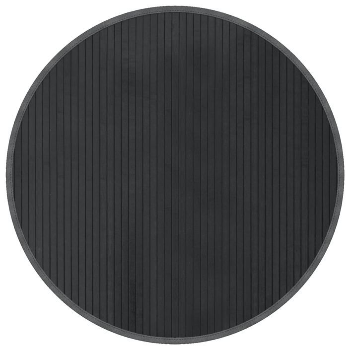 Tapis rond gris 80 cm bambou - Photo n°1