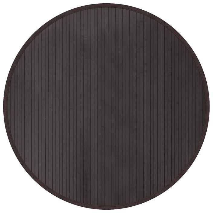 Tapis rond marron foncé 100 cm bambou - Photo n°1