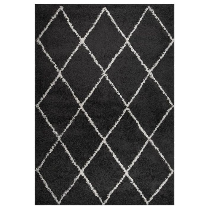 Tapis shaggy à poils longs Crème et anthracite 160x230 cm - Photo n°1