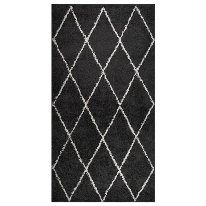 Tapis shaggy à poils longs Crème et anthracite 80x150 cm - Photo n°1