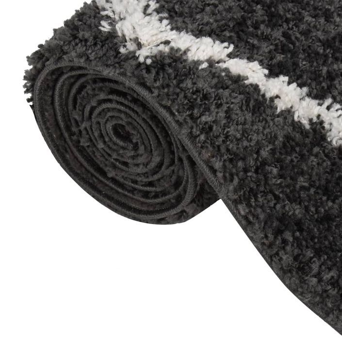 Tapis shaggy à poils longs Crème et anthracite 80x150 cm - Photo n°5