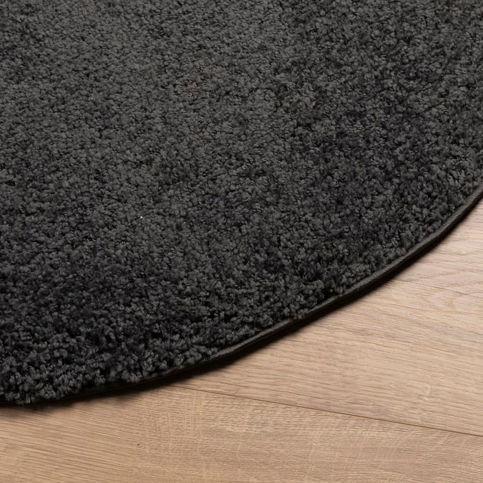 Tapis shaggy à poils longs moderne anthracite Ø 100 cm - Photo n°4