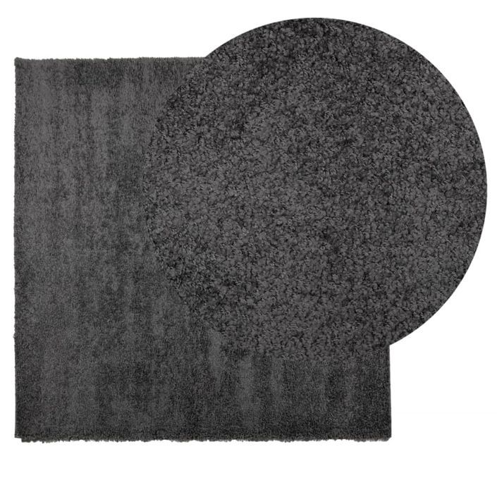 Tapis shaggy à poils longs moderne anthracite 160x160 cm - Photo n°3