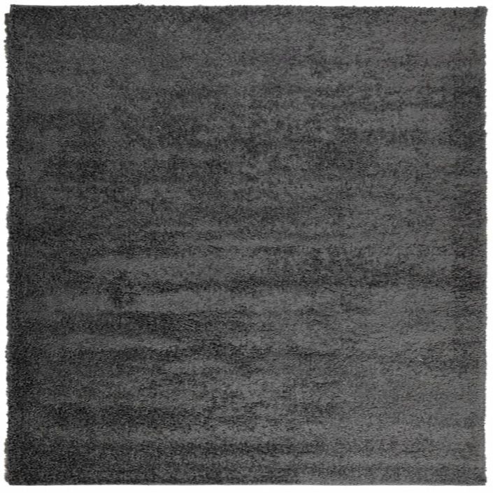 Tapis shaggy à poils longs moderne anthracite 200x200 cm - Photo n°1