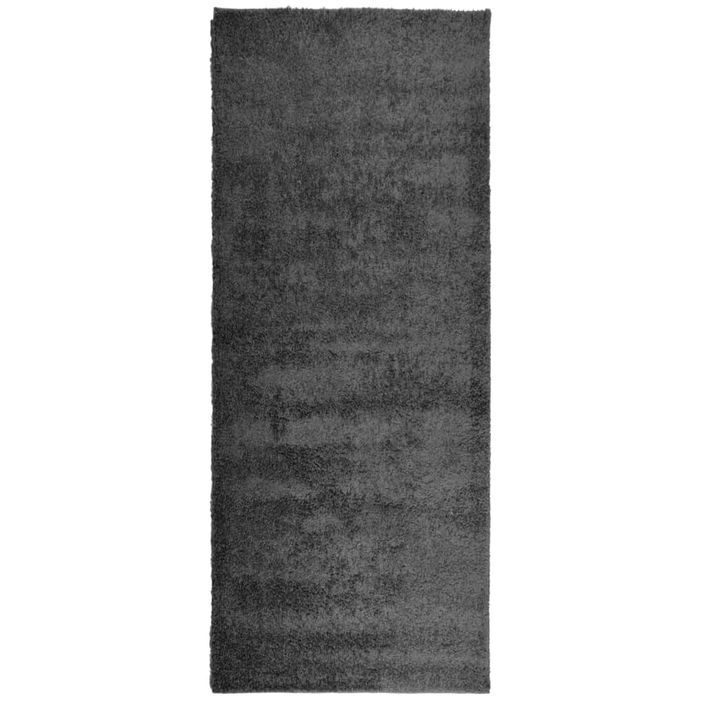 Tapis shaggy à poils longs moderne anthracite 80x200 cm - Photo n°1