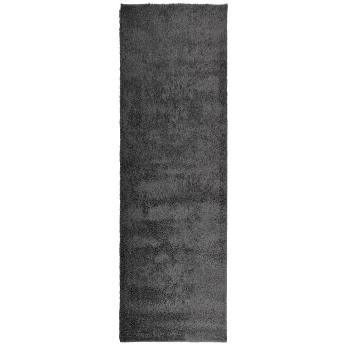 Tapis shaggy à poils longs moderne anthracite 80x250 cm - Photo n°1