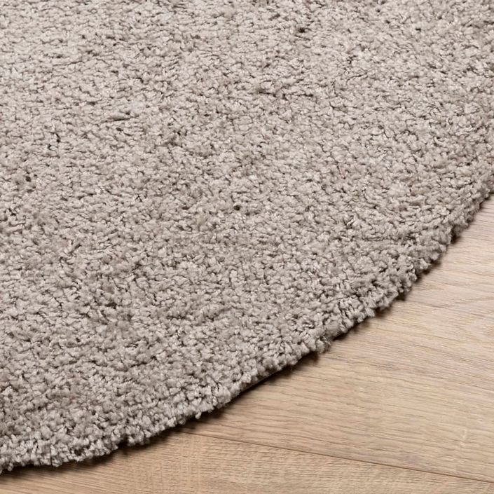 Tapis shaggy à poils longs moderne beige Ø 100 cm - Photo n°4