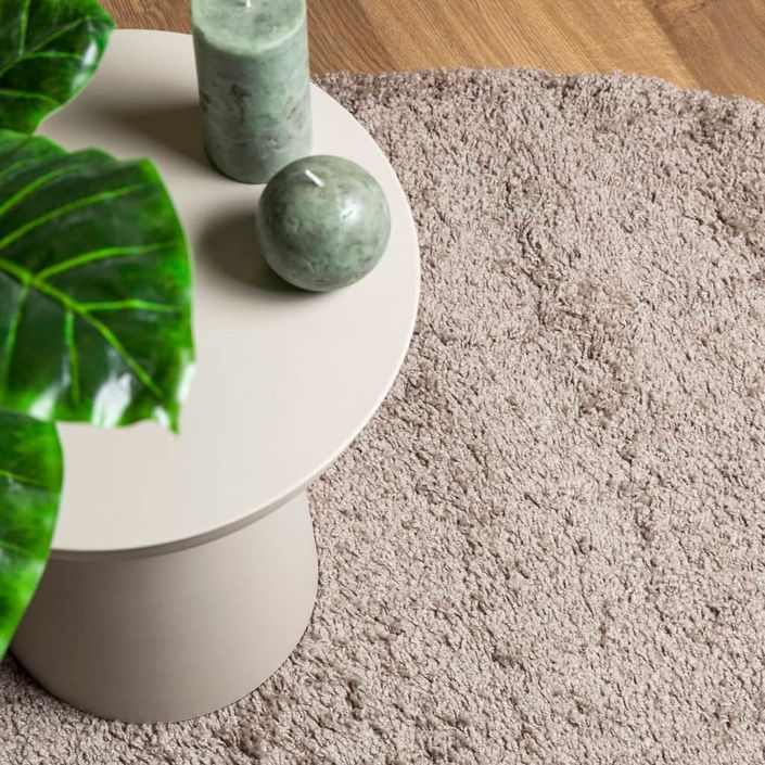 Tapis shaggy à poils longs moderne beige Ø 100 cm - Photo n°7