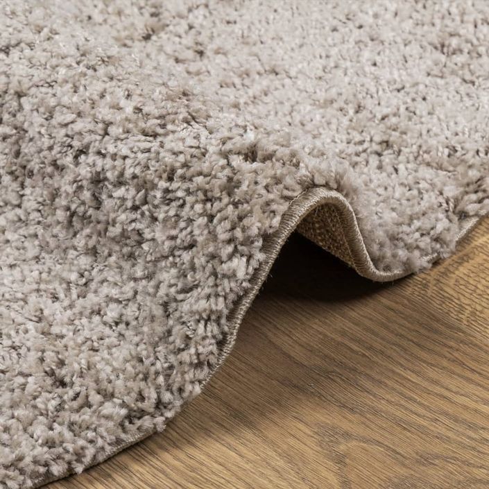 Tapis shaggy à poils longs moderne beige Ø 120 cm - Photo n°6