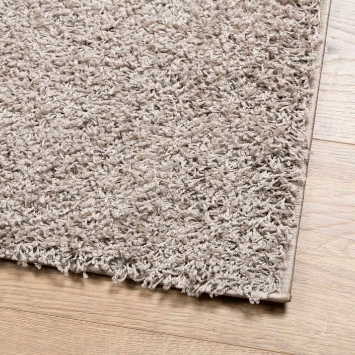 Tapis shaggy à poils longs moderne beige 160x160 cm - Photo n°4