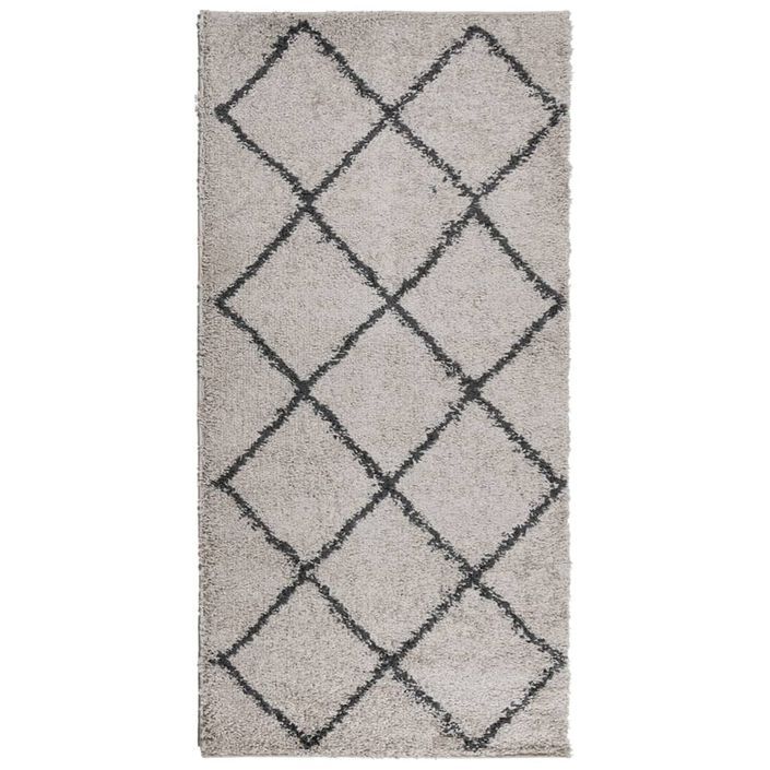 Tapis shaggy à poils longs moderne beige anthracite 100x200 cm - Photo n°1