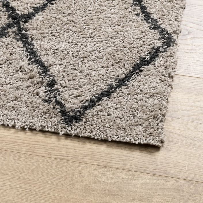 Tapis shaggy à poils longs moderne beige anthracite 100x200 cm - Photo n°4