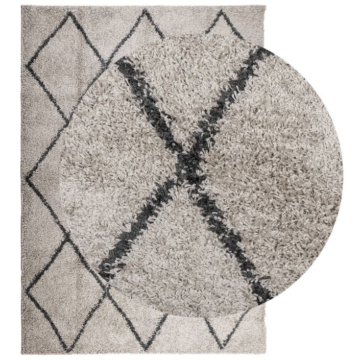 Tapis shaggy à poils longs moderne beige anthracite 120x170 cm - Photo n°3