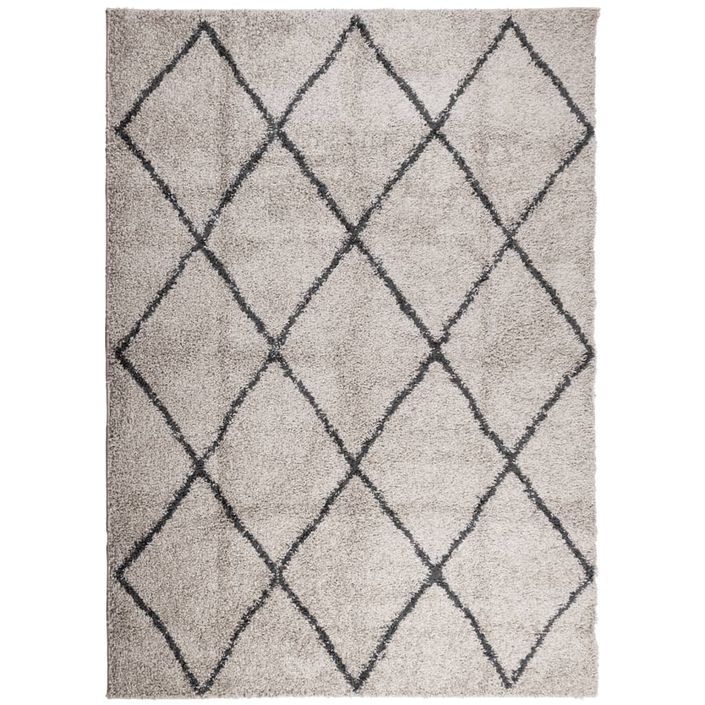 Tapis shaggy à poils longs moderne beige anthracite 240x340 cm - Photo n°1