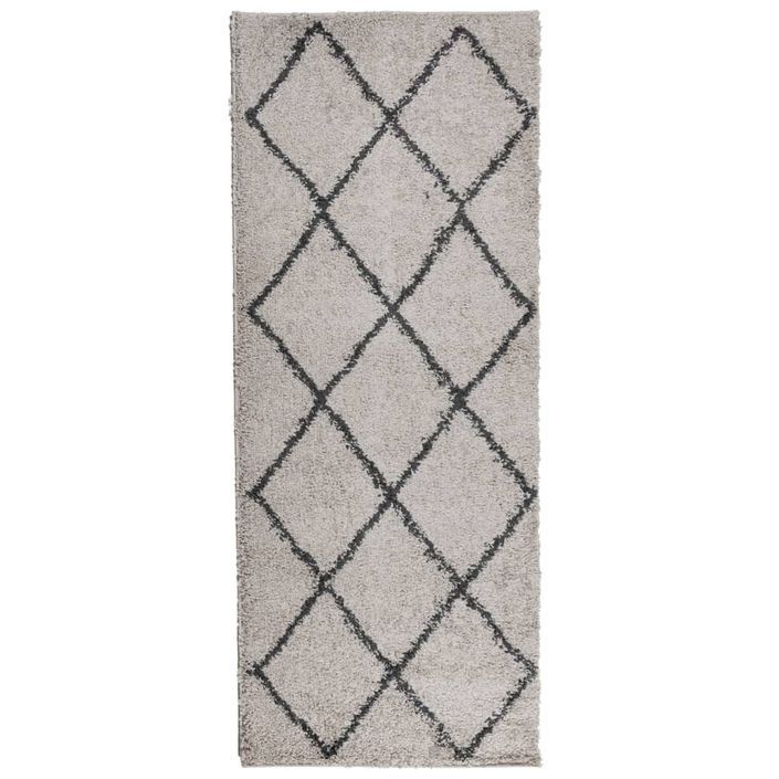 Tapis shaggy à poils longs moderne beige anthracite 80x200 cm - Photo n°1