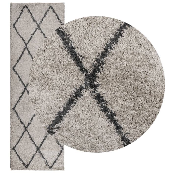 Tapis shaggy à poils longs moderne beige anthracite 80x250 cm - Photo n°3