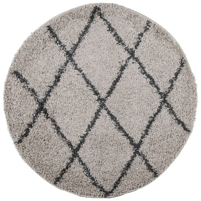 Tapis shaggy à poils longs moderne beige et anthracite Ø 120 cm - Photo n°1