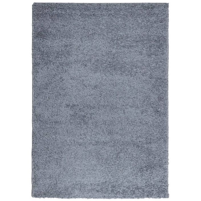 Tapis shaggy à poils longs moderne bleu 140x200 cm - Photo n°1