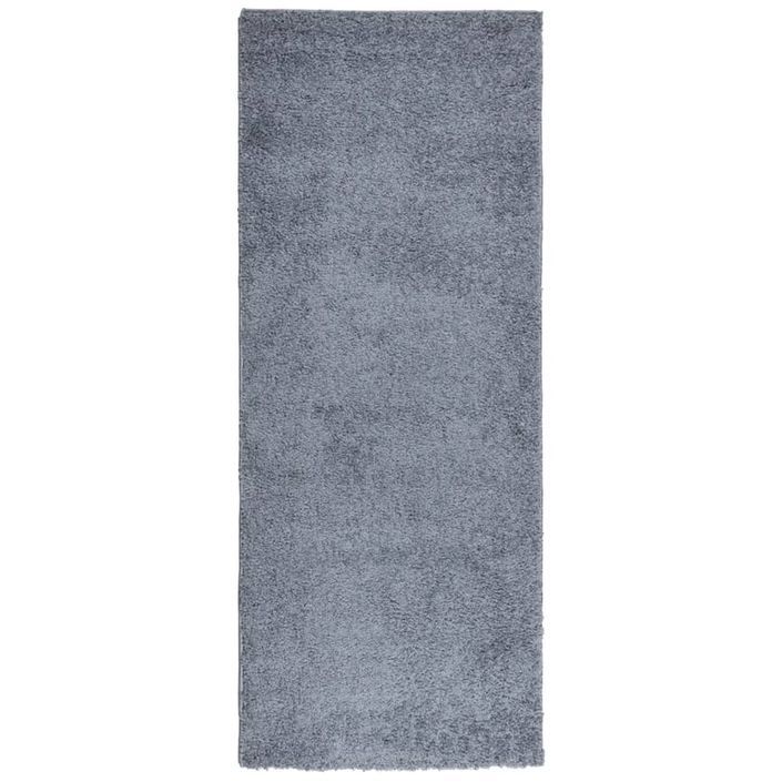 Tapis shaggy à poils longs moderne bleu 80x200 cm - Photo n°1