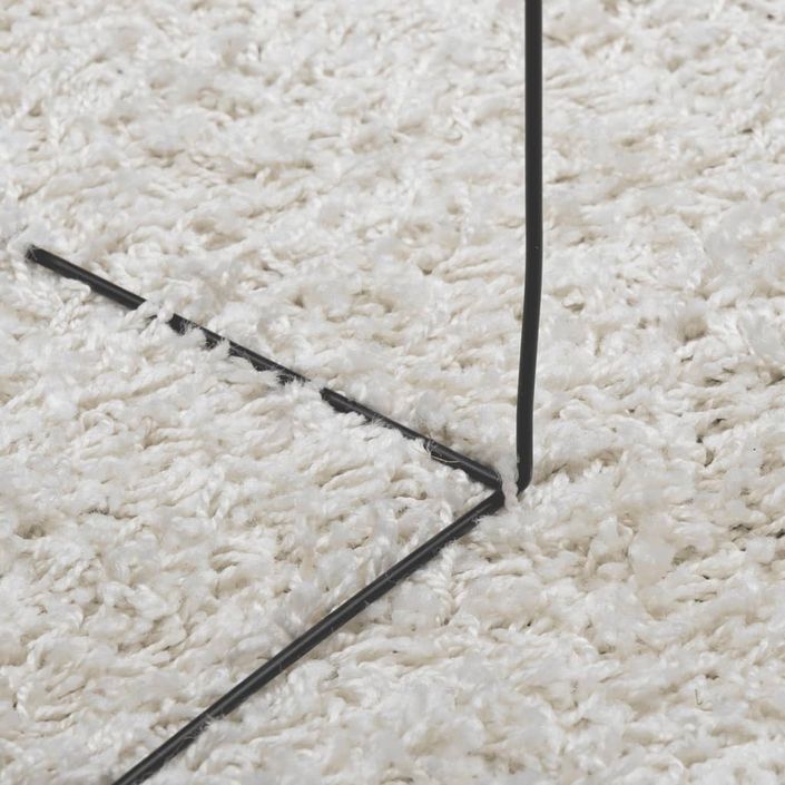 Tapis shaggy à poils longs moderne crème Ø 120 cm - Photo n°8