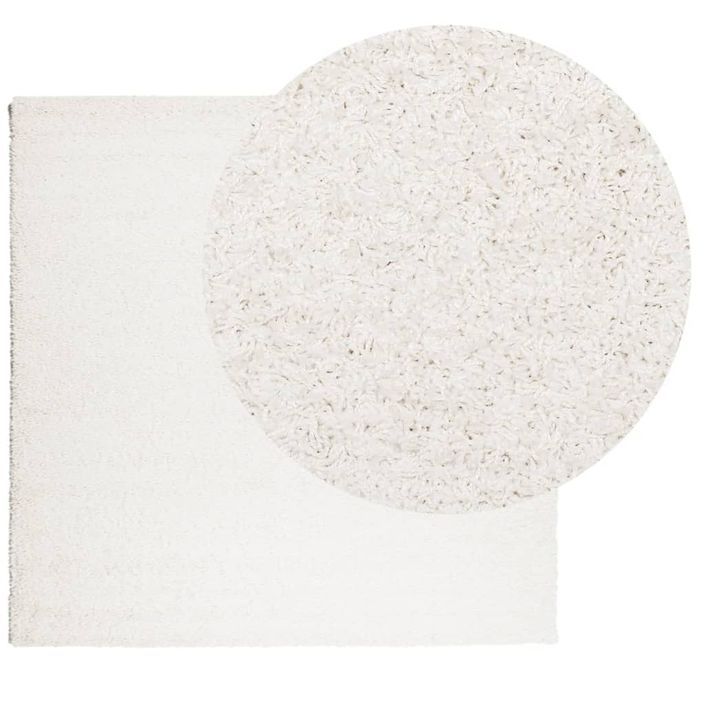 Tapis shaggy à poils longs moderne crème 120x120 cm - Photo n°3