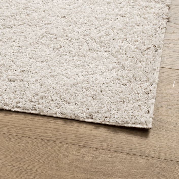 Tapis shaggy à poils longs moderne crème 120x120 cm - Photo n°4