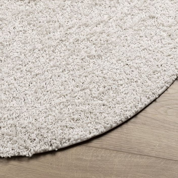 Tapis shaggy à poils longs moderne crème Ø 160 cm - Photo n°4