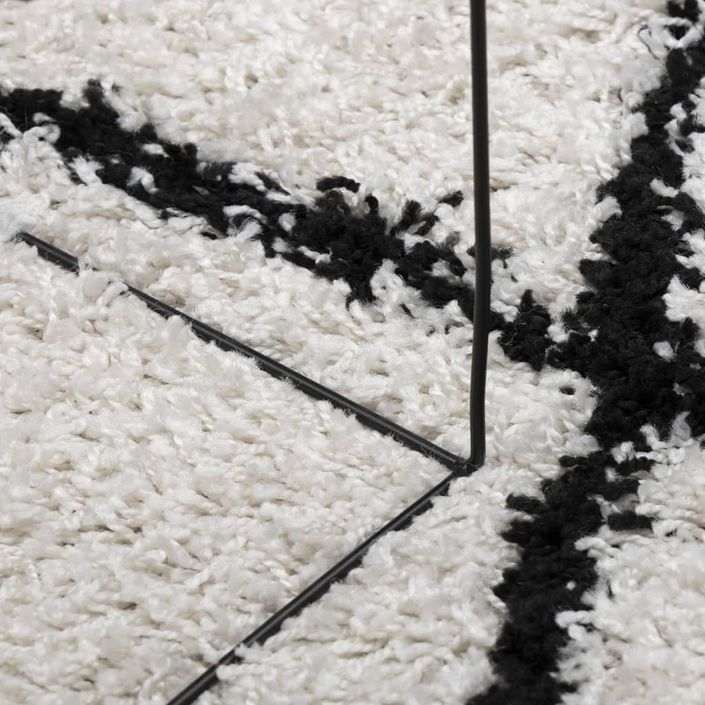 Tapis shaggy à poils longs moderne crème et noir 100x200 cm - Photo n°8