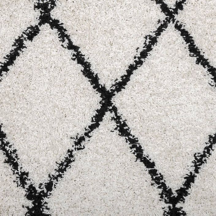 Tapis shaggy à poils longs moderne crème et noir 100x200 cm - Photo n°9