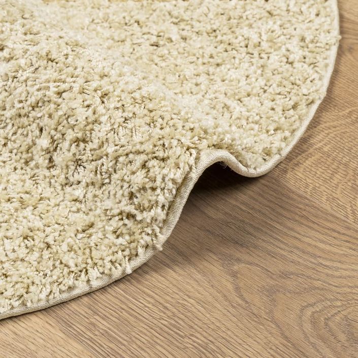 Tapis shaggy à poils longs moderne doré Ø 100 cm - Photo n°6