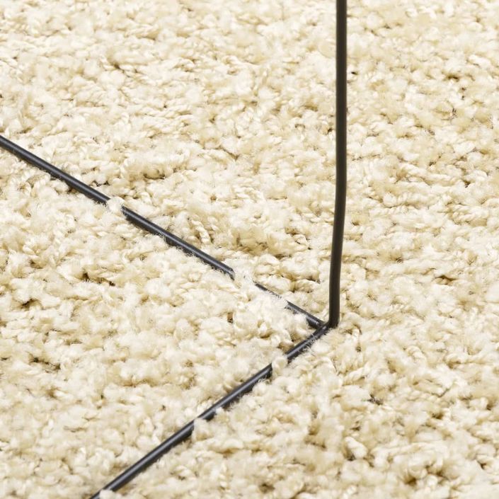 Tapis shaggy à poils longs moderne doré 120x120 cm - Photo n°8