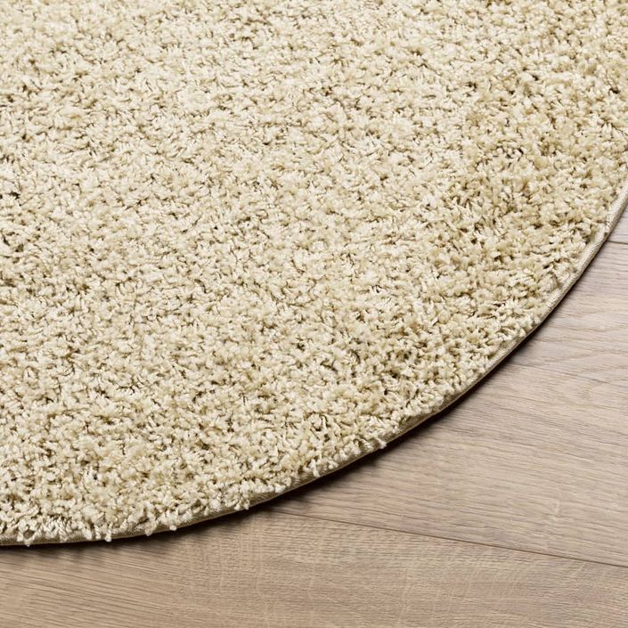 Tapis shaggy à poils longs moderne doré Ø 240 cm - Photo n°4