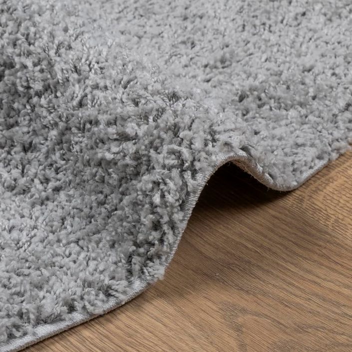 Tapis shaggy à poils longs moderne gris Ø 100 cm - Photo n°6