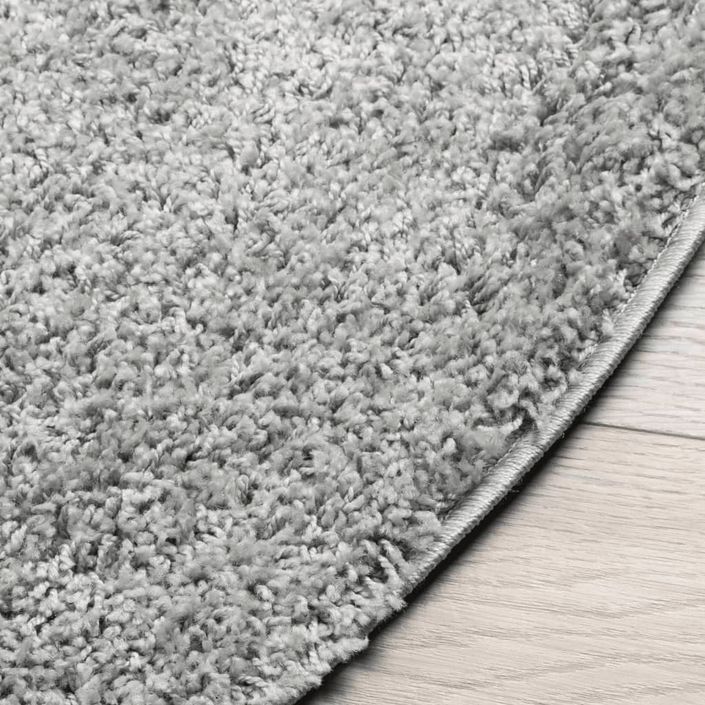 Tapis shaggy à poils longs moderne gris Ø 120 cm - Photo n°4