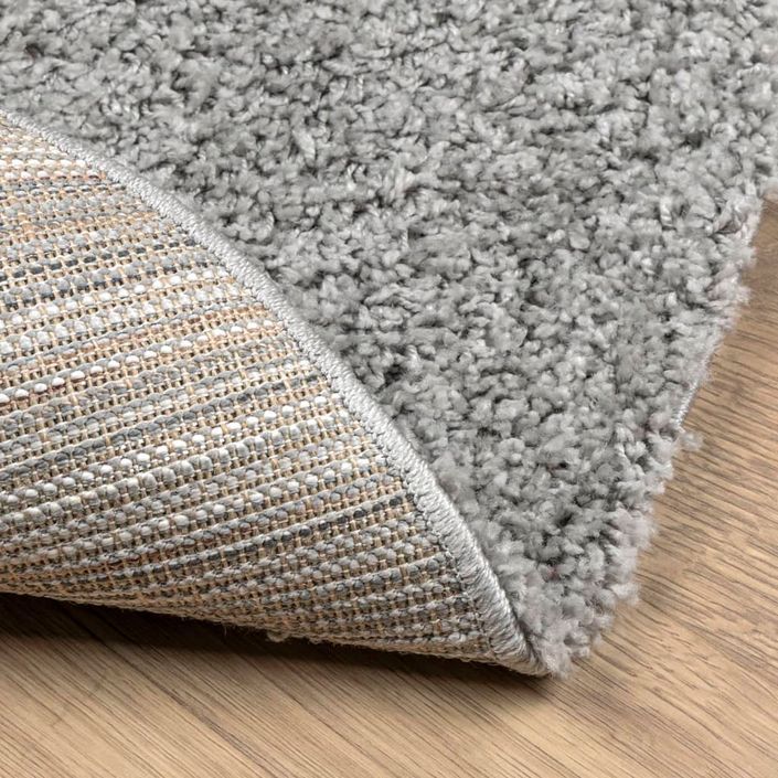 Tapis shaggy à poils longs moderne gris Ø 120 cm - Photo n°5