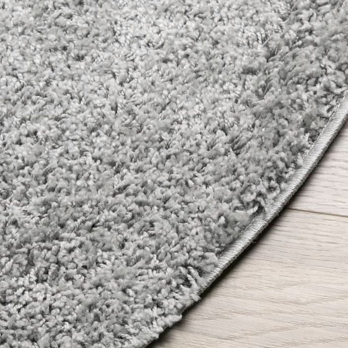 Tapis shaggy à poils longs moderne gris Ø 80 cm - Photo n°4