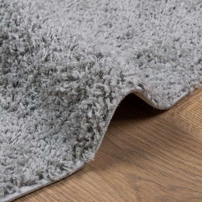 Tapis shaggy à poils longs moderne gris Ø 80 cm - Photo n°6