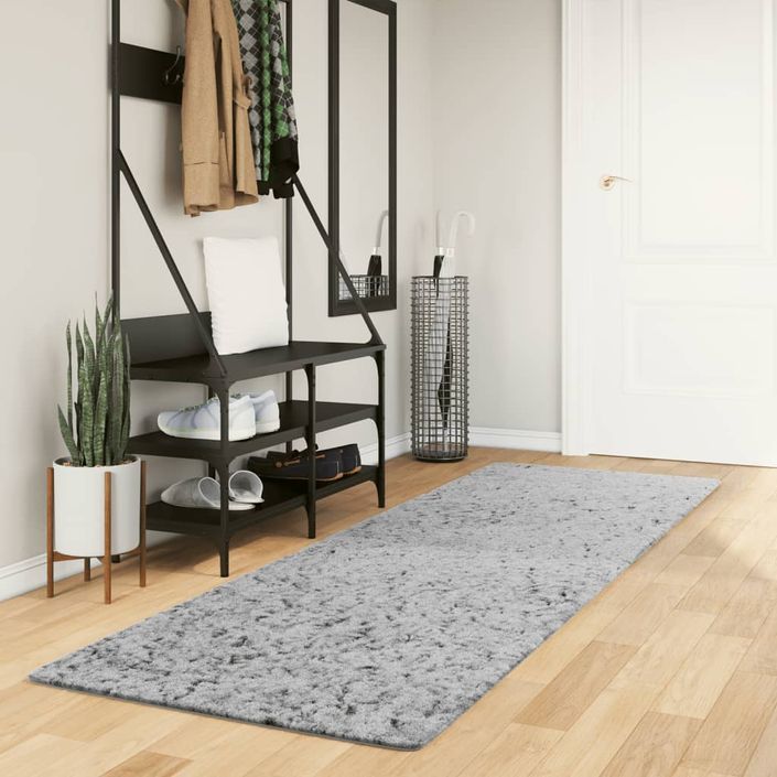 Tapis shaggy à poils longs moderne gris 80x250 cm - Photo n°2